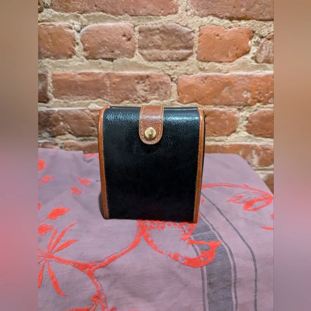Vintage Small Leather Jewelry Travel Case Velvet Organizer Earrings and Rings